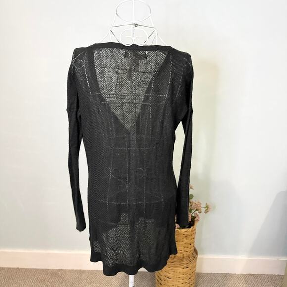 Cute vintage y2k black long sleeve tight knit button up cardigan - Picture 4 of 6